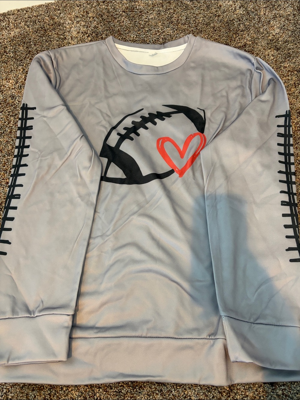 Gray Women’s Football Heart Long-Sleeve Sweatshirt - brand new